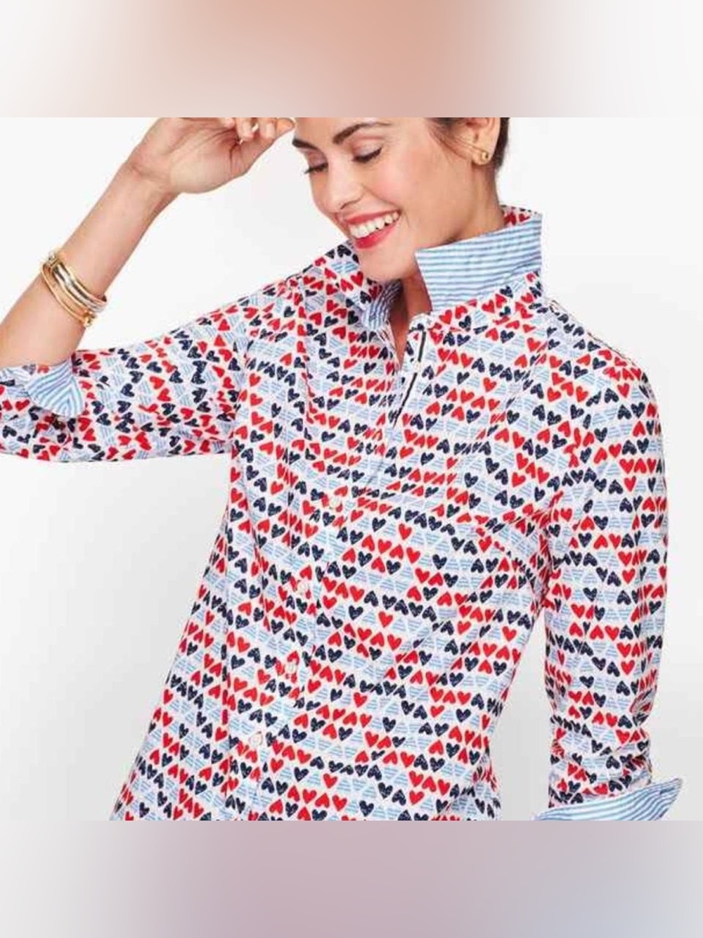 NWT Talbots Button Down - Red and Blue Hearts